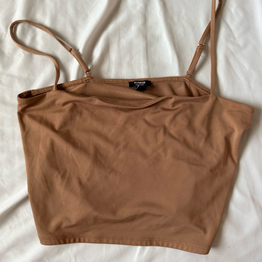 Express Tan Spaghetti Strap Crop Top